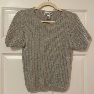 Vintage Cropped Short-Sleeved Ribber Sweater